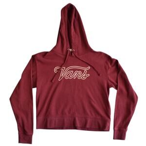 Vans Logo Graphic Burgundy Skater Hoodie Size Small